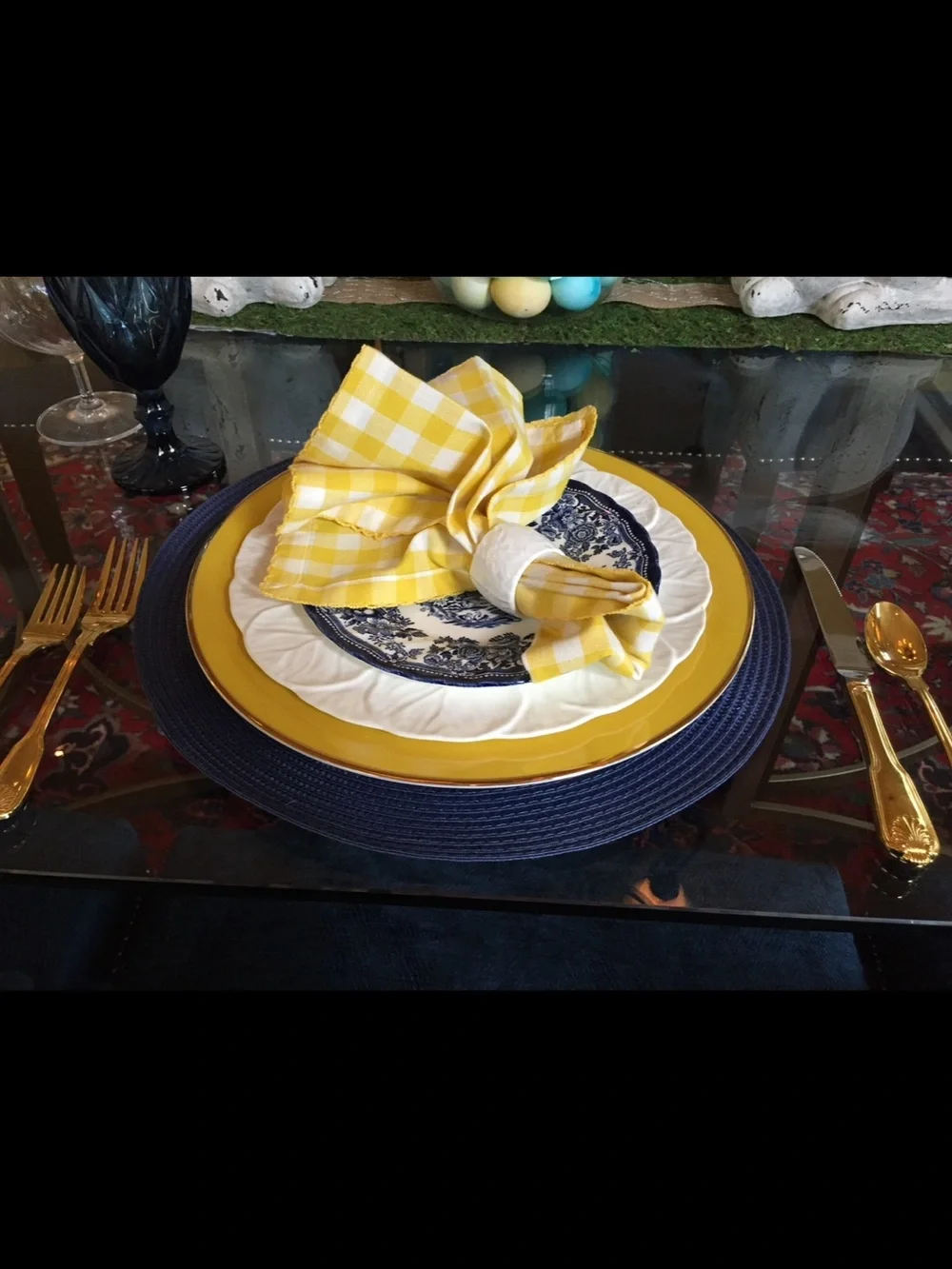 Porcelaines M P Samie-Limoges Yellow Charger Plates- Set of 4